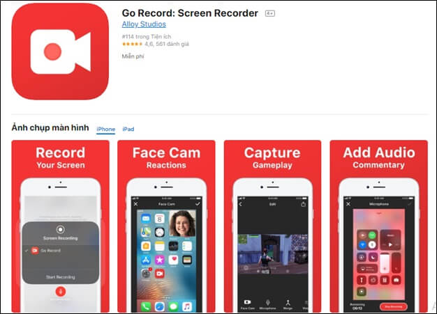 Ứng dụng quay màn hình Go Record: Screen Recorder