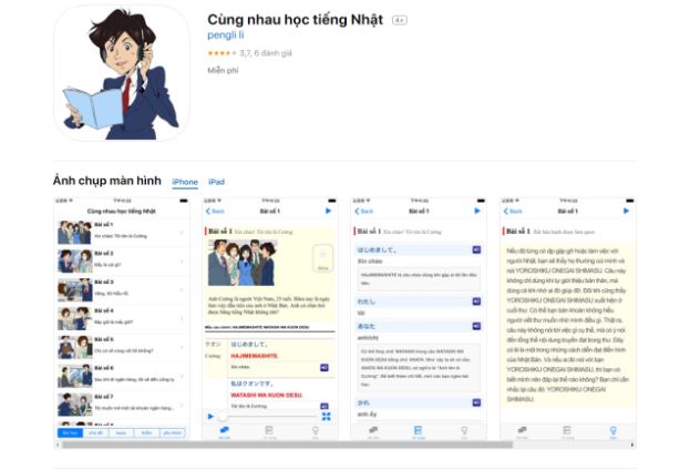 Ứng dụng Cùng nhau học tiếng Nhật cho iPhone