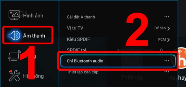 Chọn bật tính năng Chỉ Bluetooth audio