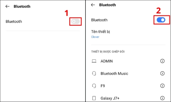 Tiến hành tắt và bật lại kết nối Bluetooth